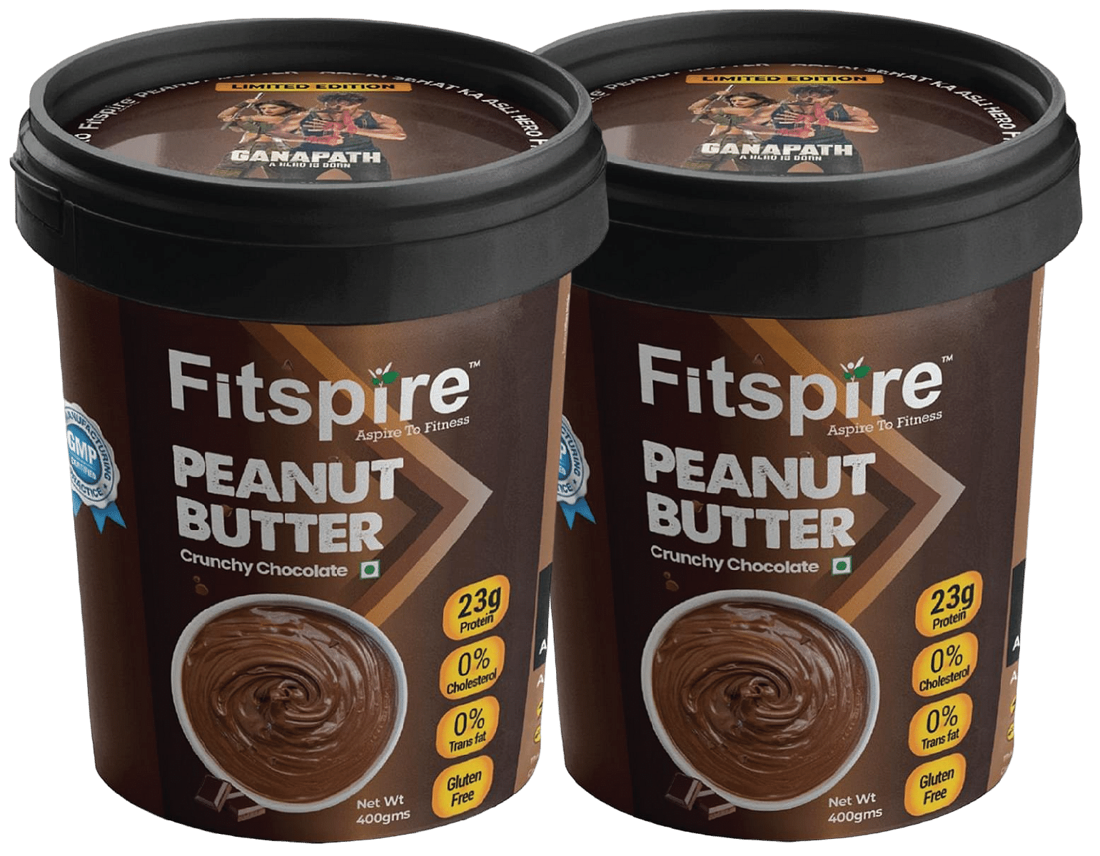 

Fitspire Peanut butter crunchy chocolate - 400gm | 23 gm protein | 0% cholesterol | 0% Trans fat | Giuten Free | Pack of 2