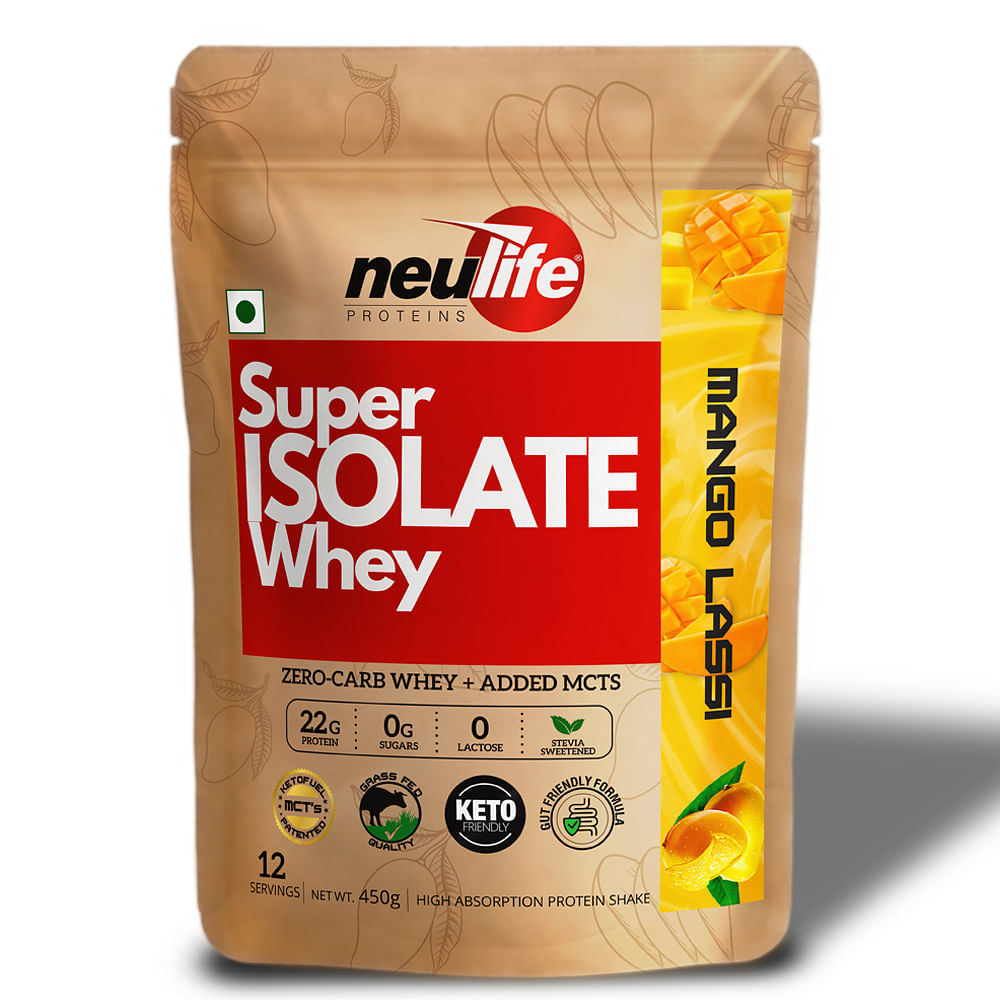 

Neulife Super Isolate Whey | Next Gen Whey Isolate with Ketofuel® MCTs ( Mango Lassi,450g)