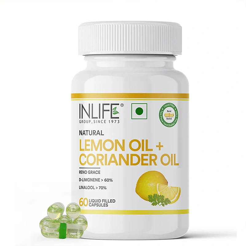 INLIFE Natural Lemon Coriander Oil Capsules | Kindey Support Supplement | Detox Renal Care, Digestion & Immune Health - 60 Liquid Filled Vegetarian Capsules-image-45