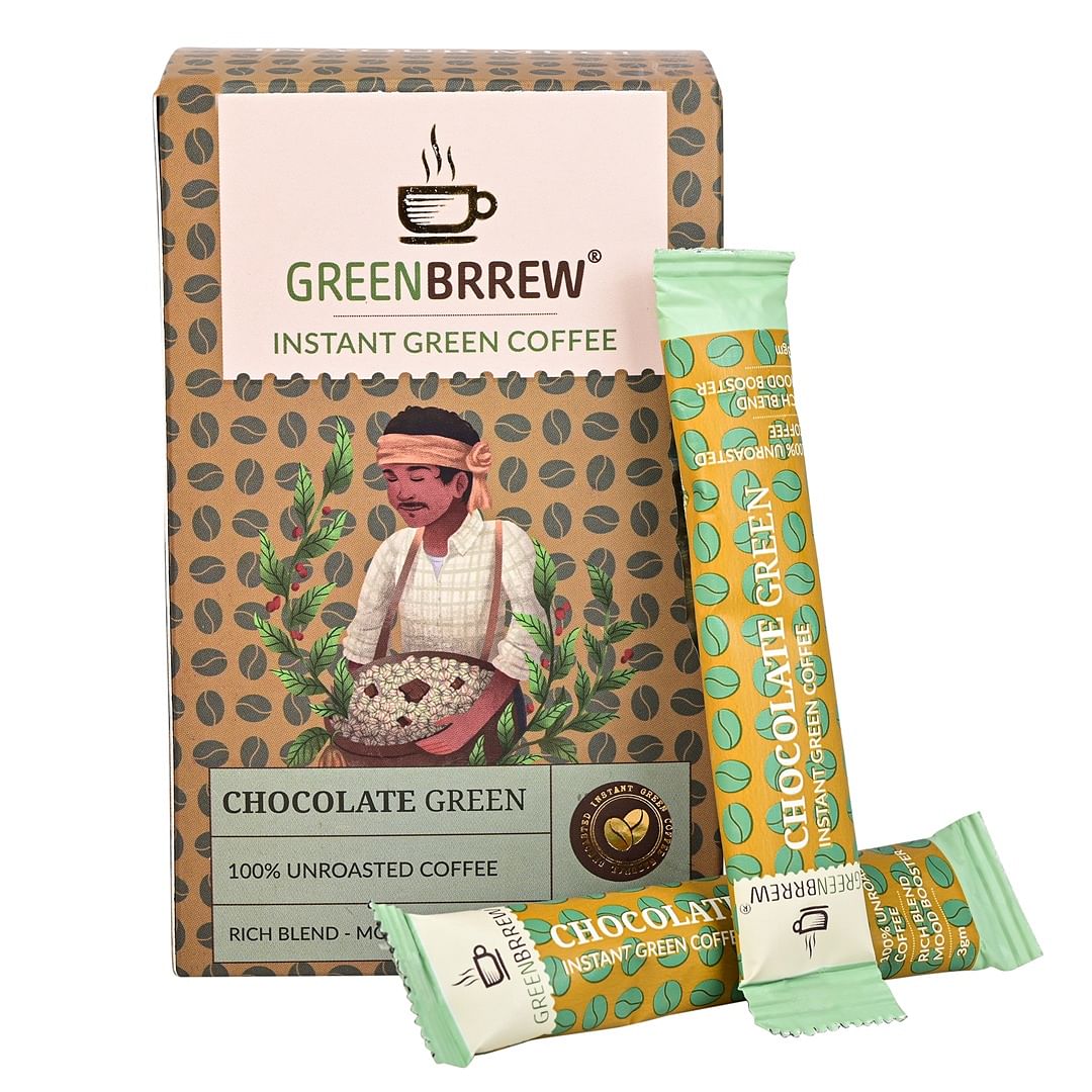 

Chocolate Green | 100% Unroasted Coffee | Rich Blend - Mood Booster | 20 Sachets, 60gm