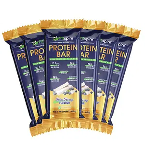 Fitspire Protein Bar - Blueberry Flavor, 360 gm | with 20.5 gm Protein Each | No Artificial Sweetener & Flavor | Protein Snacks for Muscle gain | Each Flavour - 60 gm | Pack of 6