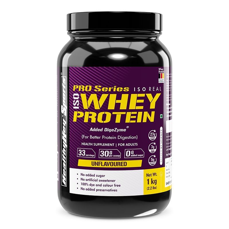 HealthyHey Sports ISO Whey Protein with 90 Protein (Unflavoured, 1 kg)