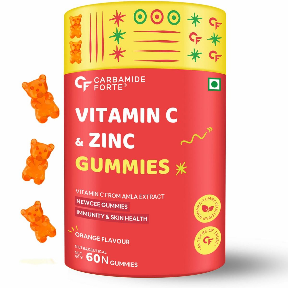 

Carbamide Forte Vitamin C Gummies with Zinc for Men, Women & Kids | Natural Immunity Booster, Antioxidant, Heart, Hair, Skin & Collagen Builder â€“...