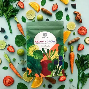 Dr. Su Glow x Grow｜38 Global Ingredients｜For Skin, Hair and Overall Health｜Complete Daily Nutrition｜No added Sugar, Colors or Preservatives｜30 Servings｜Veg
