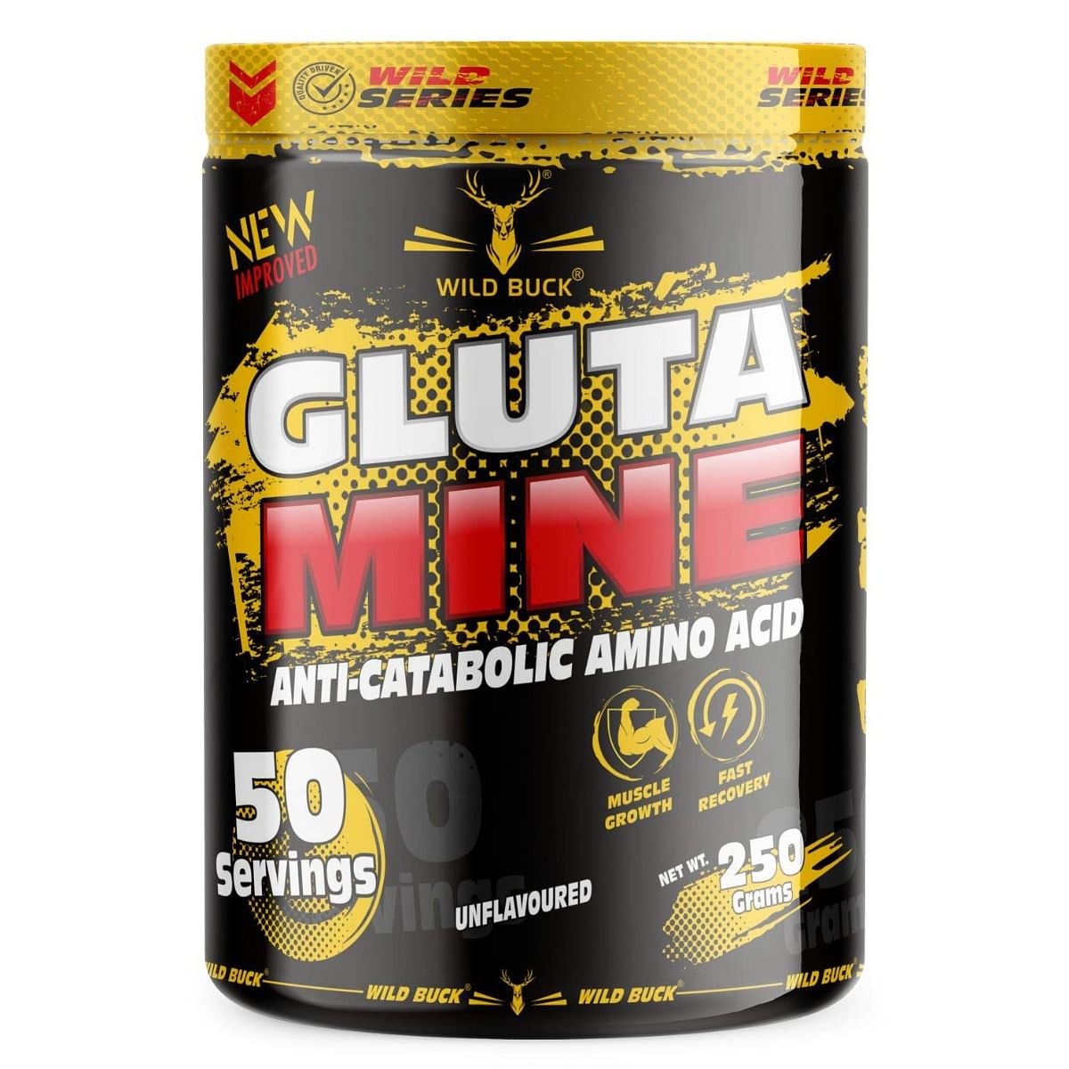 

WILD BUCK Micronized Glutamine, 5g L-Glutamine For Muscle Recovery & Strength (250gm,Unflavoured)
