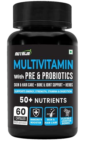

NutriJa Multivitamin for Men & Women with Probiotics, Multiminerals- 50 Nutrients & 8 Essential Blends in one Supplement | 100% RDA of A to Z Vitam...