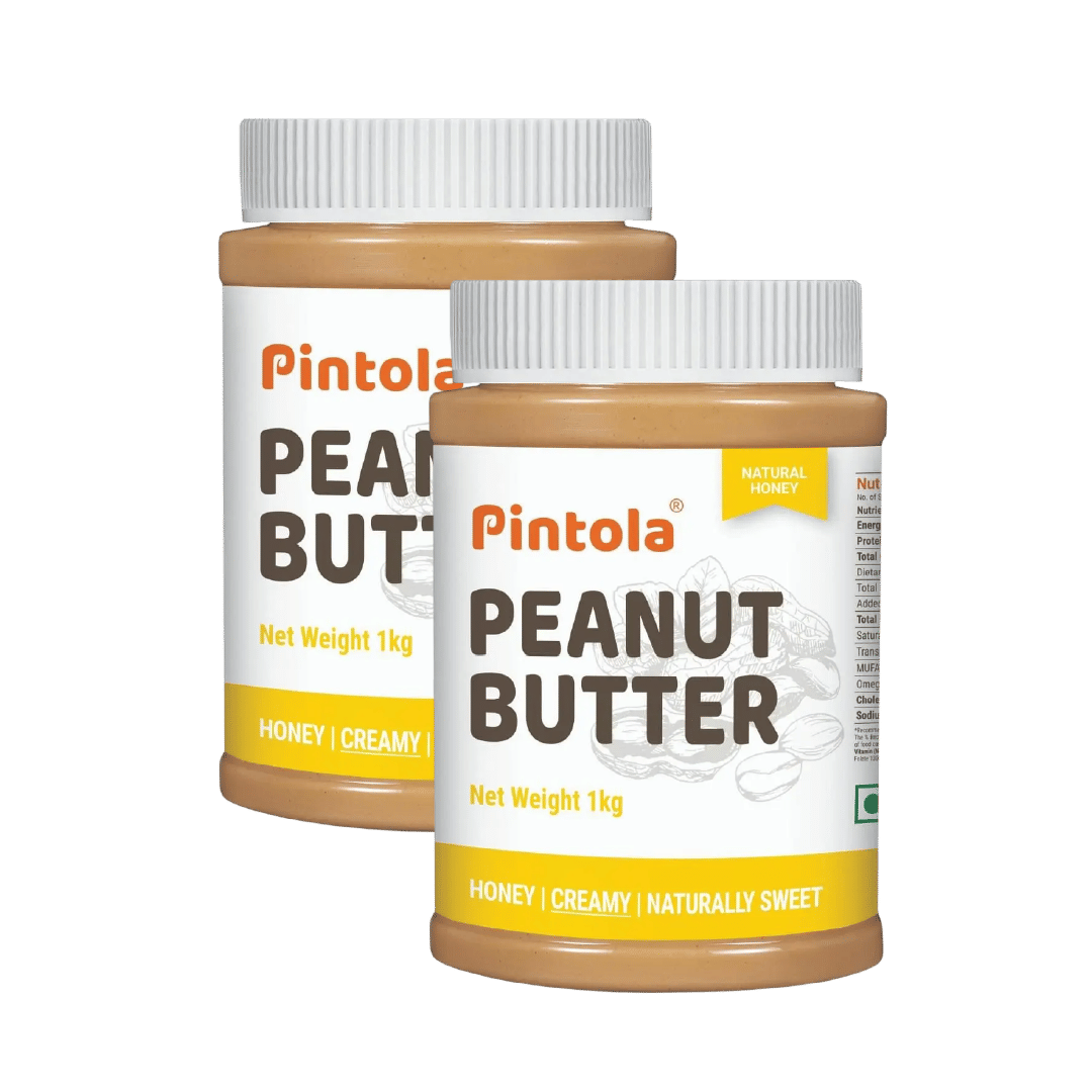

Pintola All Natural Honey Peanut Butter Made With Real Peanut & Honey| Naturally Gluten-Free, Zero Added Sugar| Natural Sweet, Creamy, 1kg | Pack of 2