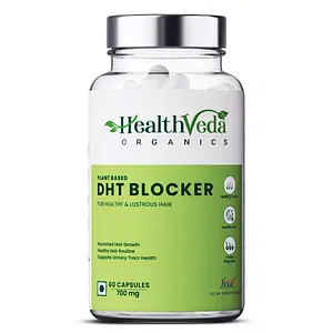 Health Veda Organics Plant Based DHT Blocker, 60 Veg Capsules for Urinary Tract & Hair Health