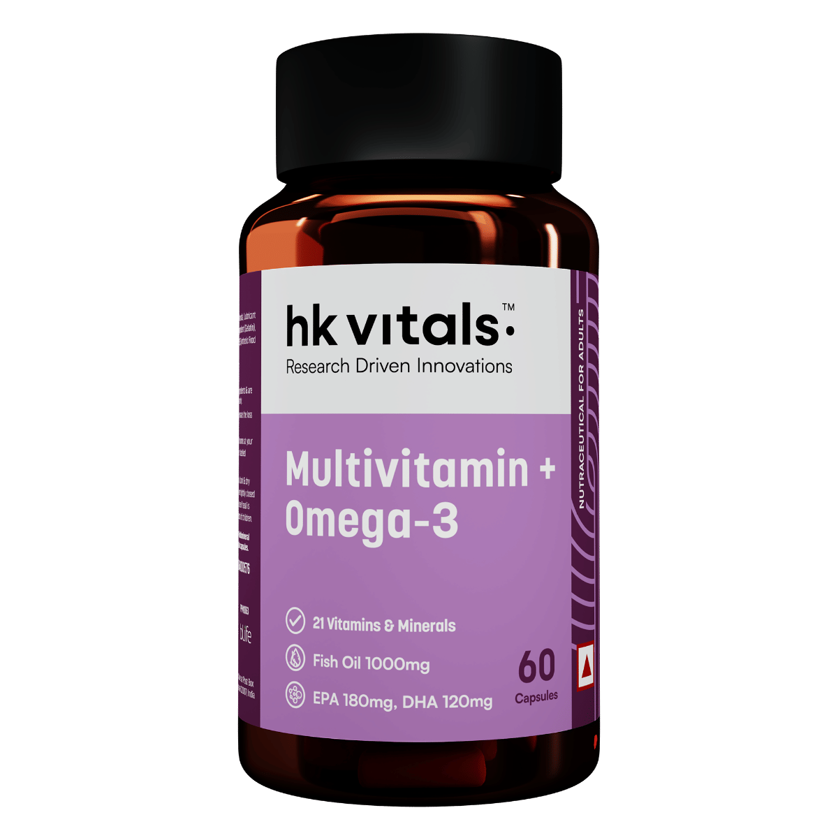 hk vitals Multivitamin with Omega-3 Supplement (60 Capsules) | For Men and Women | 21 Vitamins & Minerals | 180mg EPA & 120mg DHA