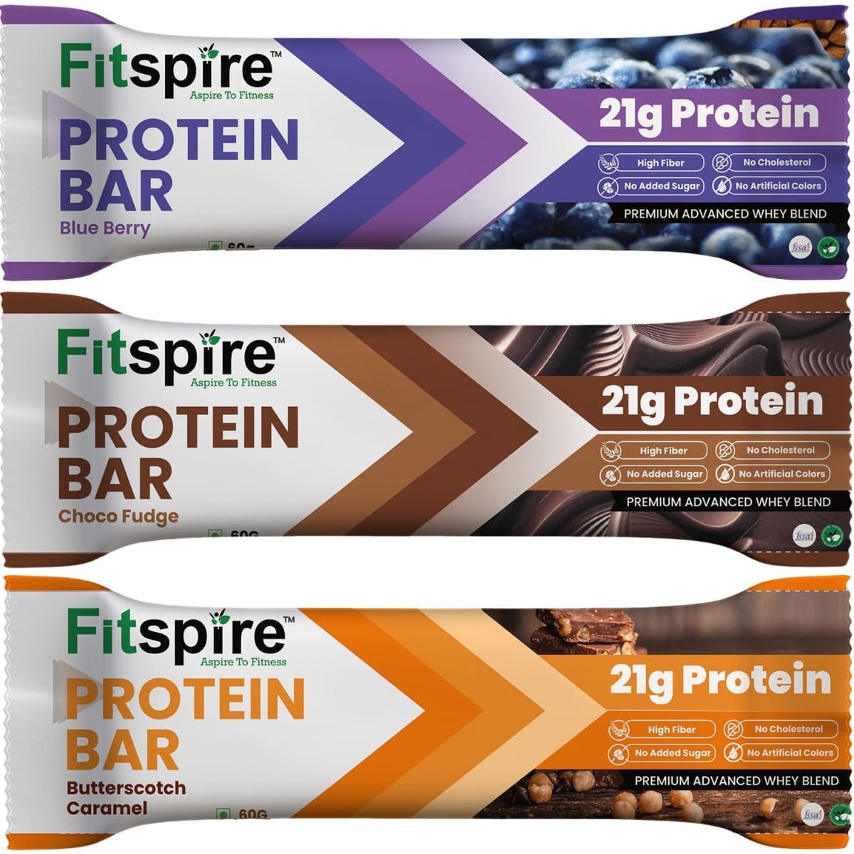 

Fitspire All 3 in 1 Multi flavors Protein bar Pack of 3 Each 60G