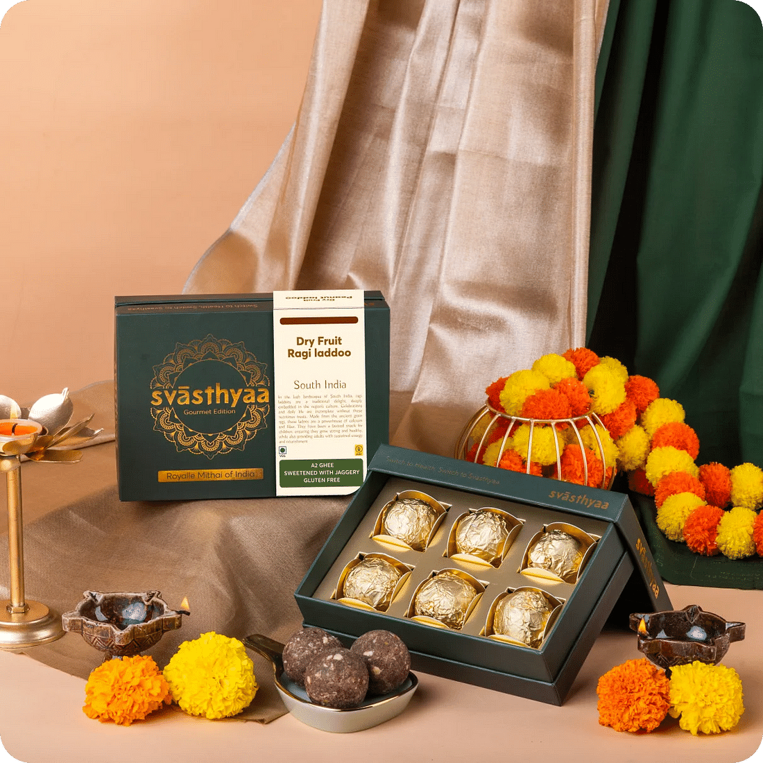 

Svasthyaa Organics Dry Fruit Ragi Laddoo | Gourmet Edition - 240g