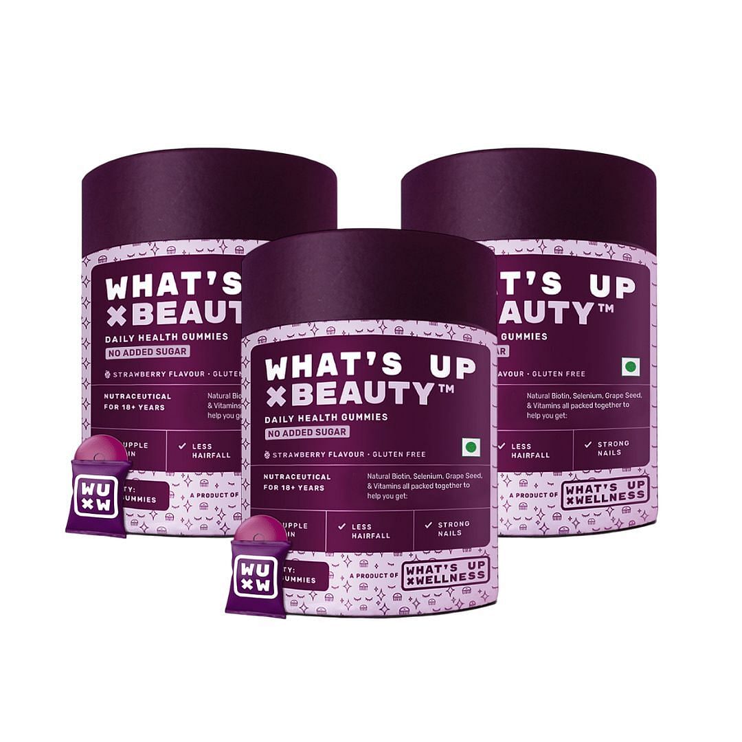 

What's Up Wellness Biotin No Added Sugar Beauty Skin & Hair Gummies,for Hair Growth, Bright Skin & Strong Nails, Vitamin A to E, Folic Acid, Zinc, ...