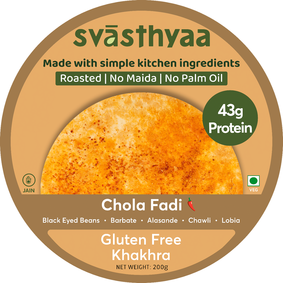 

Svasthyaa Organics Chola Fadi|High Protein Khakra - 200g
