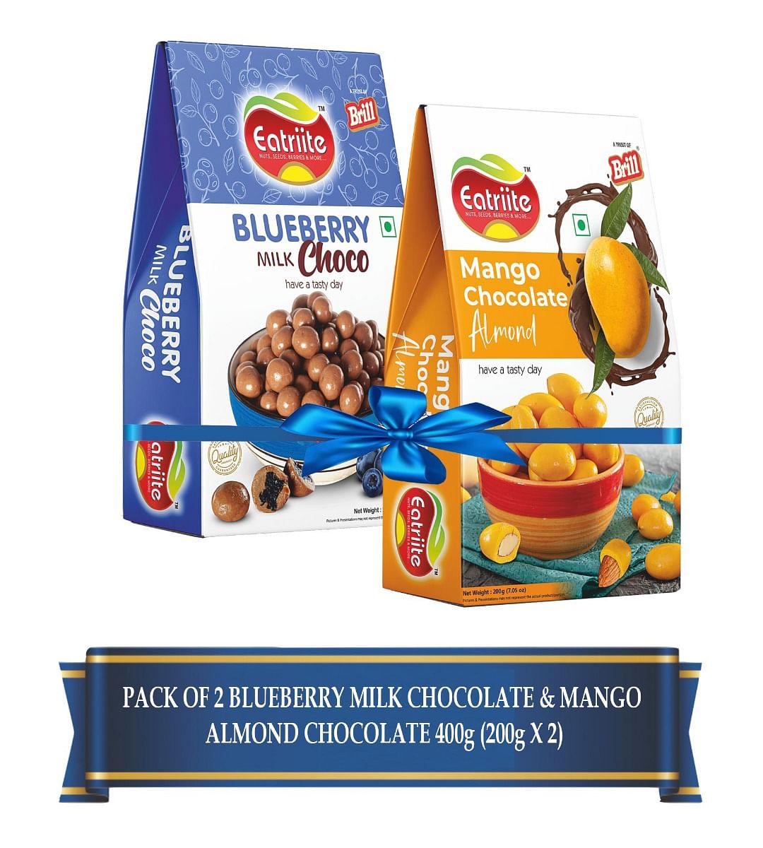 

Eatriite Milk-Chocolate Blueberries & Mango-Chocolate Coated Badam 400g(200g X2)