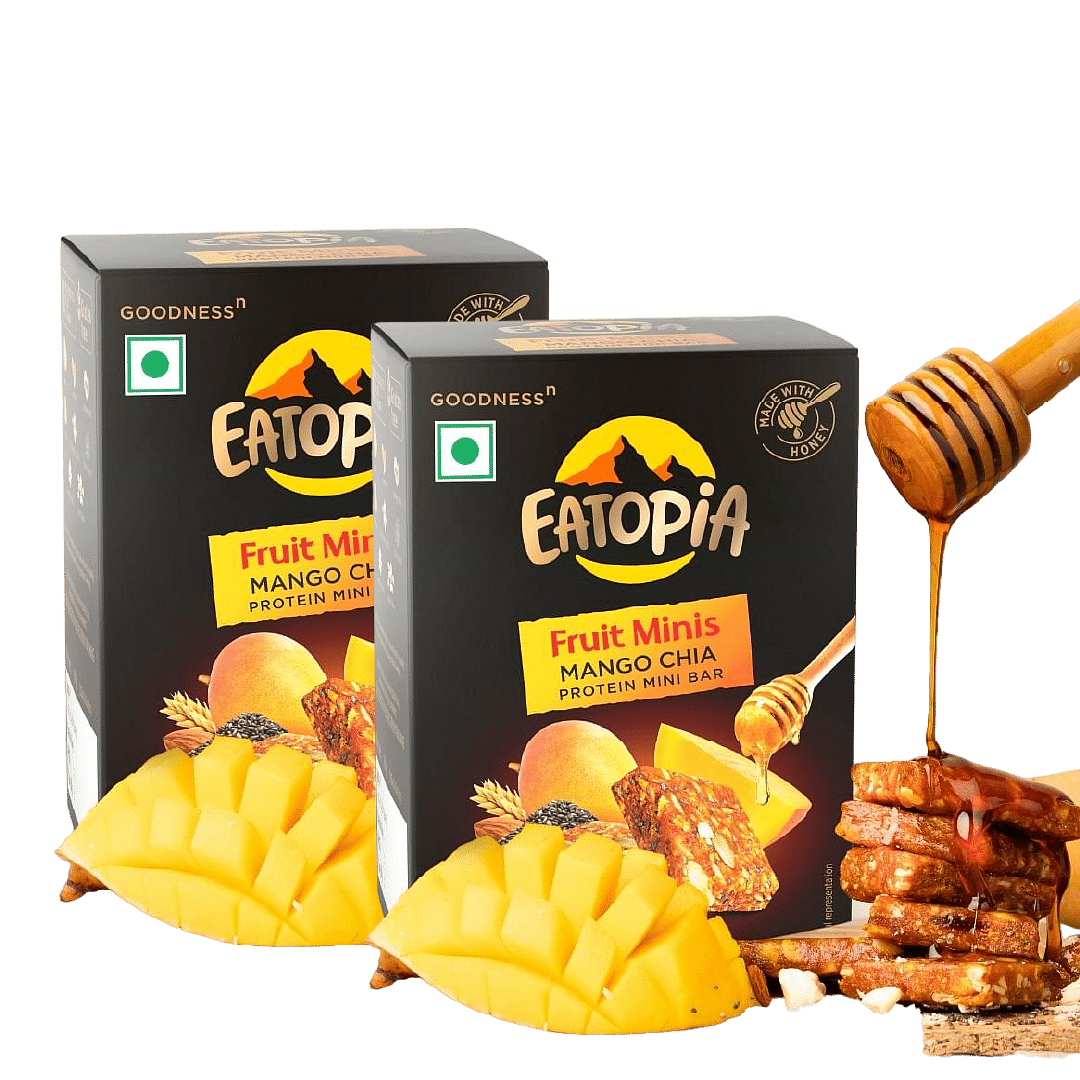 

Eatopia Fruit Minis Dry Fruits Protein Bars with Mango Chia, Oats & Honey, Nuts & Seeds | Sugar Free Healthy Breakfast Snacks | 100% Natural Energy...