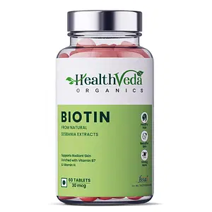 Health Veda Organics Biotin For Healthy Hair, Beautiful Skin, & Nail Growth, 60 Veg Tablets