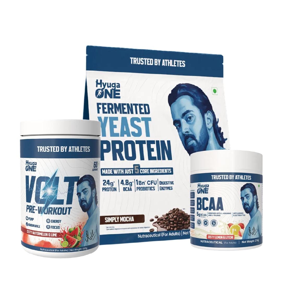 

Hyuga One Nutrition Combo : Yeast Protein Mocha Coffee 1kg (24g Protein, Probiotics), VOLT Pre-Workout Zesty Watermelon & Lime 480g (100mg ...