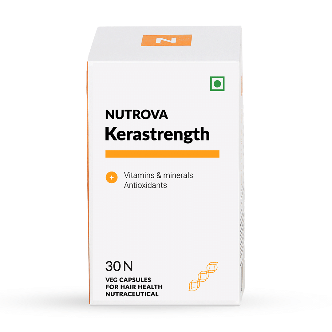 

Nutrova Kerastrength For Men & Women (30 Capsules) Biotin - Prevents Hair-Fall, Builds, Strengthens & Grows Hair With Vitamins A, C, D3, B-Complex,...