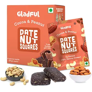 Gladful Date Nut Squares - Cocoa and Peanut - Pack of 1