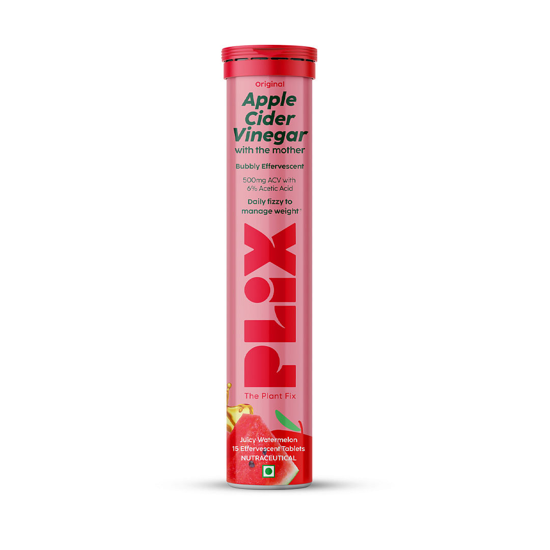 

PLIX - THE PLANT FIX Worlds First Apple Cider Vinegar 15 Effervescent Tablets, Pack of 1 (Juicy Watermelon) with vitamin B12 | 100% vegan | No adde...