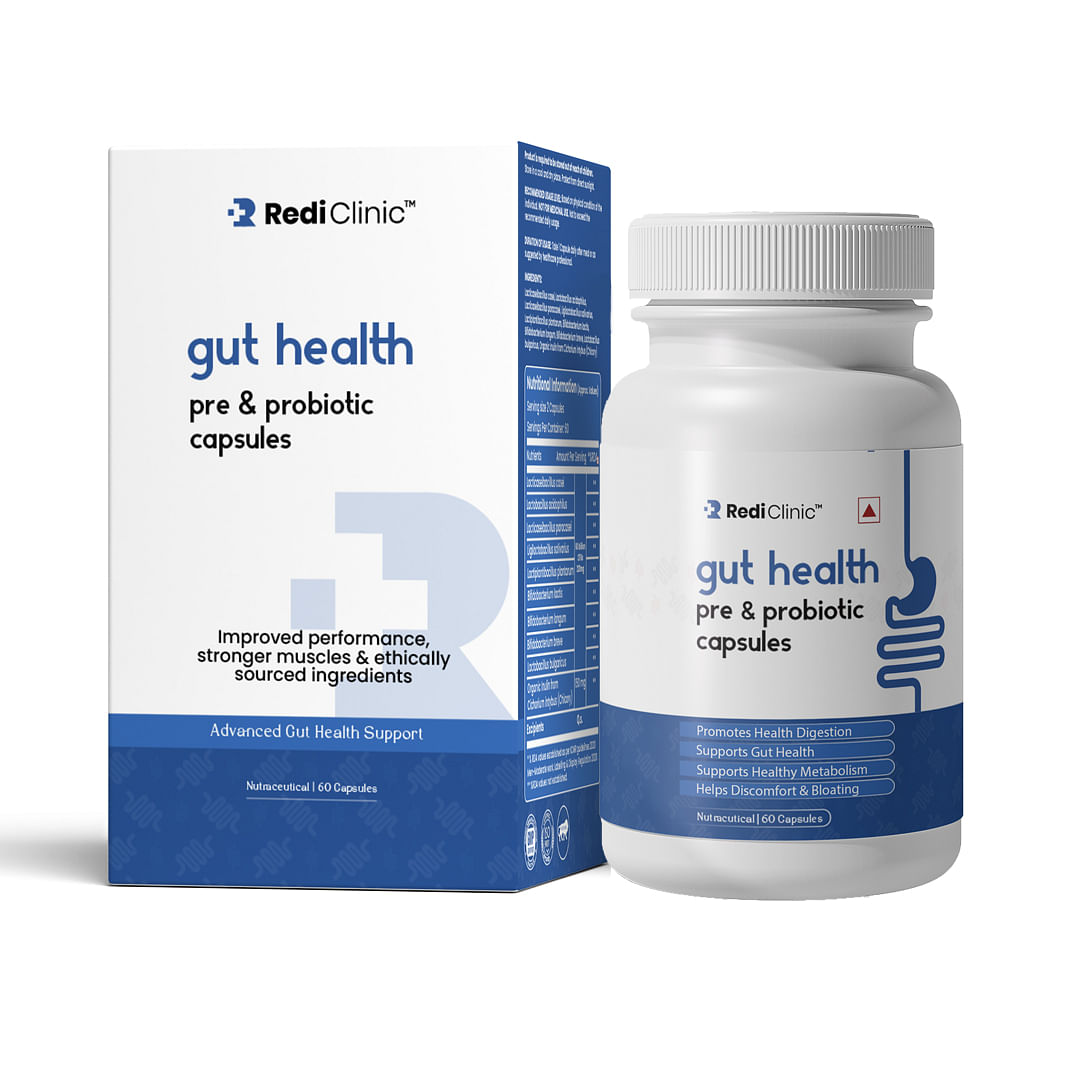 

RediClinic Probiotics Gut Health Capsules | Supports Digestion and Healthy Metabolism | Helps Discomfort and Bloating - 60 Capsules | Pack of 1