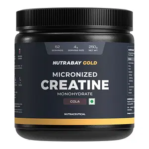 Nutrabay Gold Micronized Creatine Monohydrate 250g | 62 Serving | Cola Flavor | Greater Strength