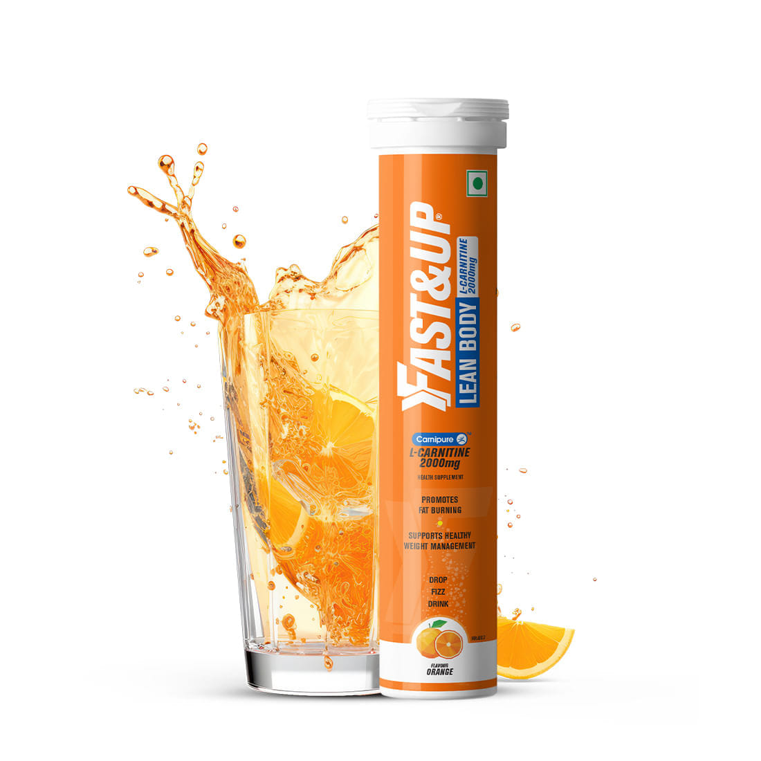 Fast&Up L-Carnitine Lean Body - Helps Convert Fat into Energy, 2000 mg Carnipure TM L-Carnitine Sourced from Lonza Switzerland - Pack of 20 Effervescent Tablets