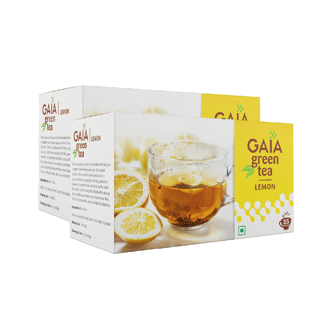 

Gaia Green Tea + Lemon-25 Tea Bags | Pack of 2