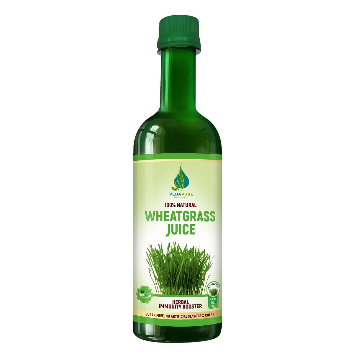 

VEDAPURE Pure & Natural Wheatgrass Juice For Immunity and skin, Ayurvedic Juice for Detoxification, No Added Sugar & Flavours 500 ML (PACK OF 1)