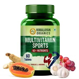 Himalayan Organics Multivitamin Sports With 60+ Nutrients | Vitamin B1,B2,B3,B5,B6,B12,A,E,C,D,K,Biotin,Calcium,Zinc | Good For Brain, Eye, Muscle & Joint Care - 60 Veg Tablets