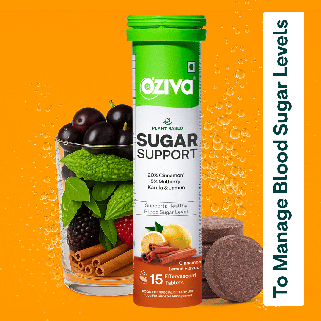 

OZiva Sugar Support Effervescent | Supports Daily Blood Sugar Management & Insulin Function - 15 Tablets
