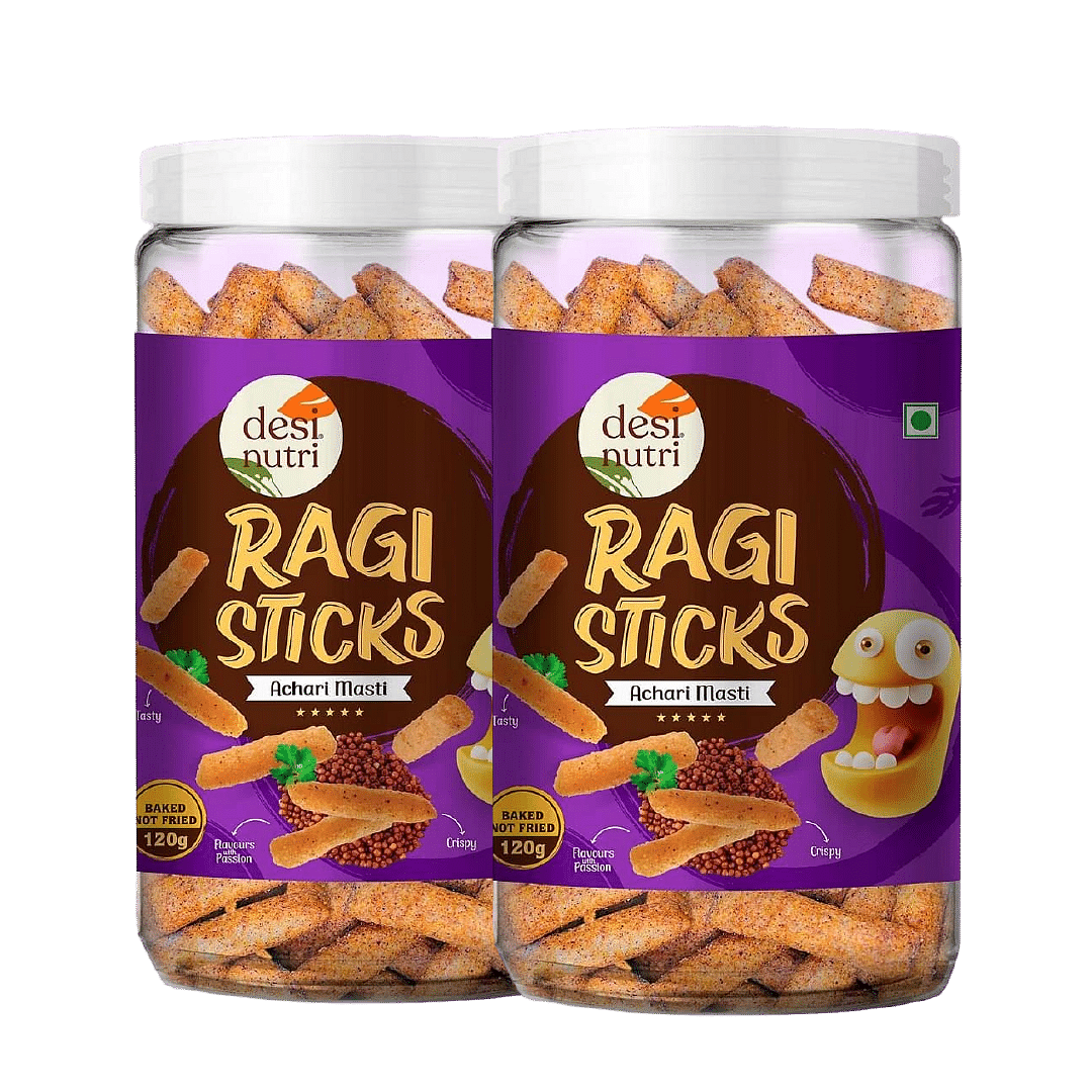 

Desi Nutri Ragi Sticks Achari Masti | Ready to Eat Ragi Sticks Achari Masti | Snacks | Ragi Sticks Achari Masti - 120 GMS | Rich in Iron & Protein ...