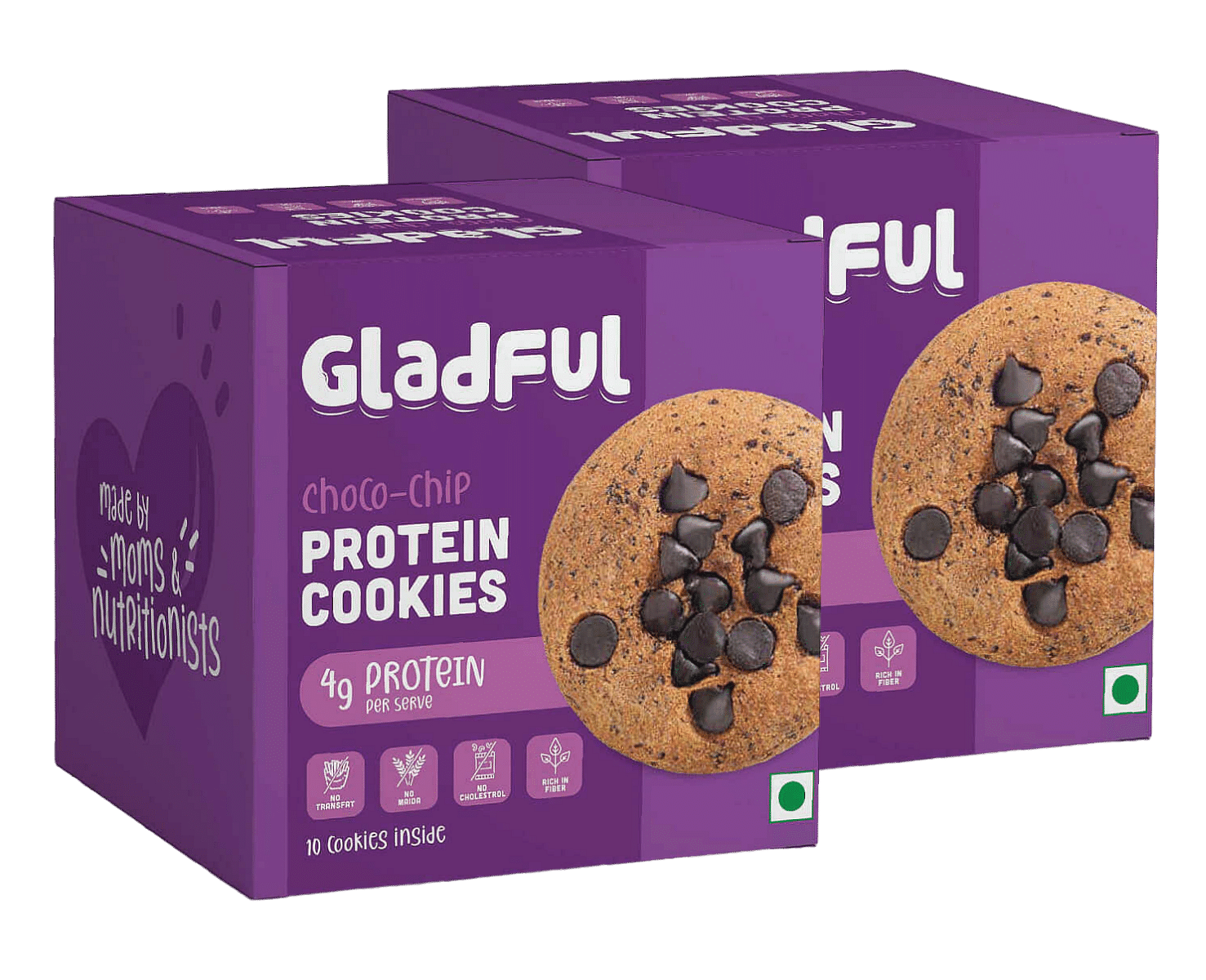 

Gladful Choco Chip Protein Cookies | 80g | Pack of 2