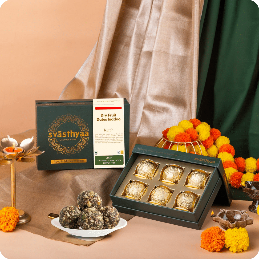 

Svasthyaa Organics Dry Fruit Dates Laddoo | Gourmet Edition - 240g