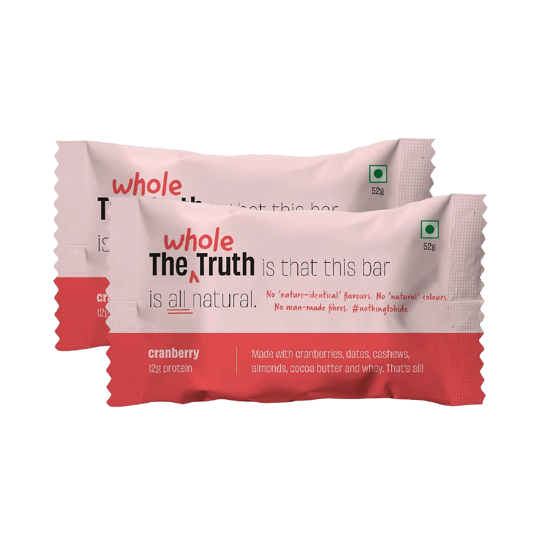 

The Whole Truth - Protein Bars | Cranberry | 6 Bars x 52g each | No Added Sugar | No Preservatives | No Artificial Sweeteners | No Gluten or Soy | ...