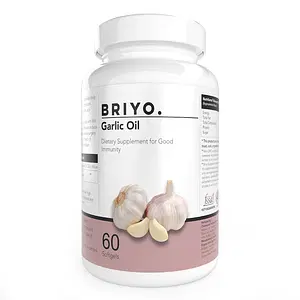 Briyo Odorless Garlic Softgels -60 Softgels- Allicin Rich Pure Garlic Oil Supplement