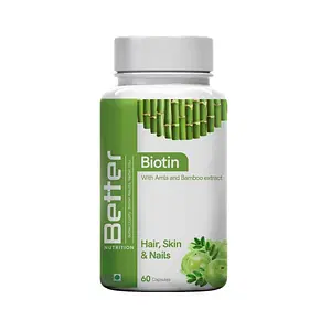 Better Nutrition Biotin Capsules (60 Capsules) for Men & Women | Ideal For Hair Repair, Growth & Damage Control | Healthy & Glowing Skin | Stronger Nails | Vitamin B7 | 100% Vegetarian