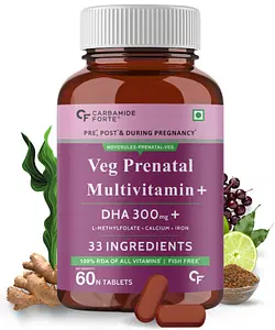 Carbamide Forte Veg Prenatal Multivitamin for Pregnancy with DHA 300mg Multivitamin for Women- 60 Tablets
