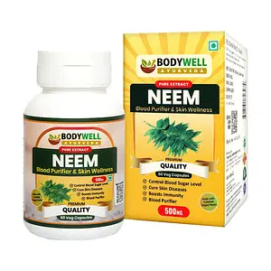BODYWELL Neem Pure Extract Capsule | Immunity Booster | Anti-Inflammatory | Strong Antioxidant | Blood Purifier | Skin & Hair Wellness | 500 mg  (60 Capsules)