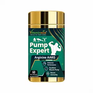 Vitaminnica Pump Expert | Arginine AAKG | Enhances Performance, Excellent Muscle Pump & Boosts Immunity | 60 Veg Capsules