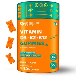 Carbamide Forte Vitamin D3 K2 B12 - Gummies for Women, Men & Kids - 60 Veg Gummies