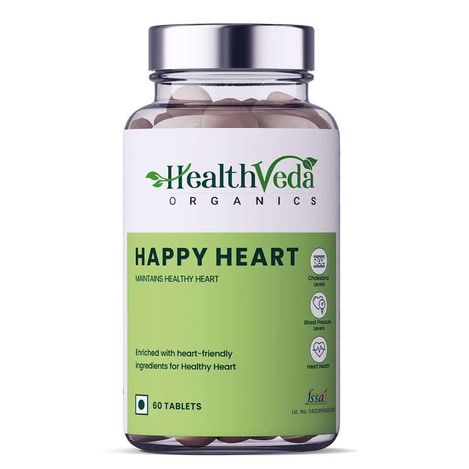 

Health Veda Organics Happy Heart Supplement for Good Heart Health, 60 Veg Tablets