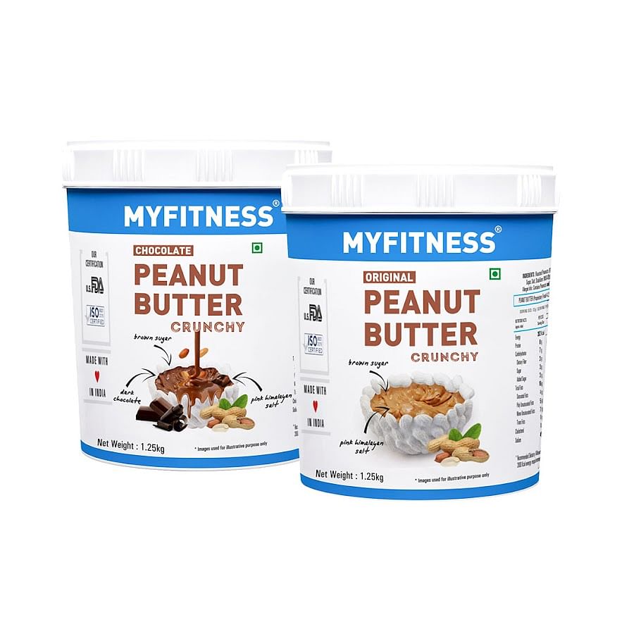 

MYFITNESS Original Peanut Butter Crunchy 1250gm and Chocolate Peanut Butter Crunchy 1250gm Combo | 21g Protein to Boost Energy | Tasty & Healthy Nu...