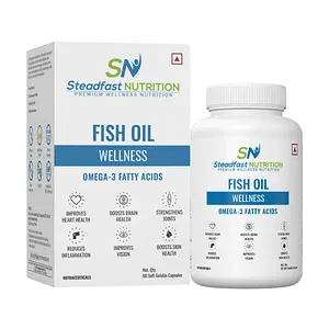 Steadfast Nutrition Omega 3 Fish Oil Capsule 1000mg Triple Strength for Healthy Heart, Brains, Joints & Body, for Men & Women 60 Softgel Capsules