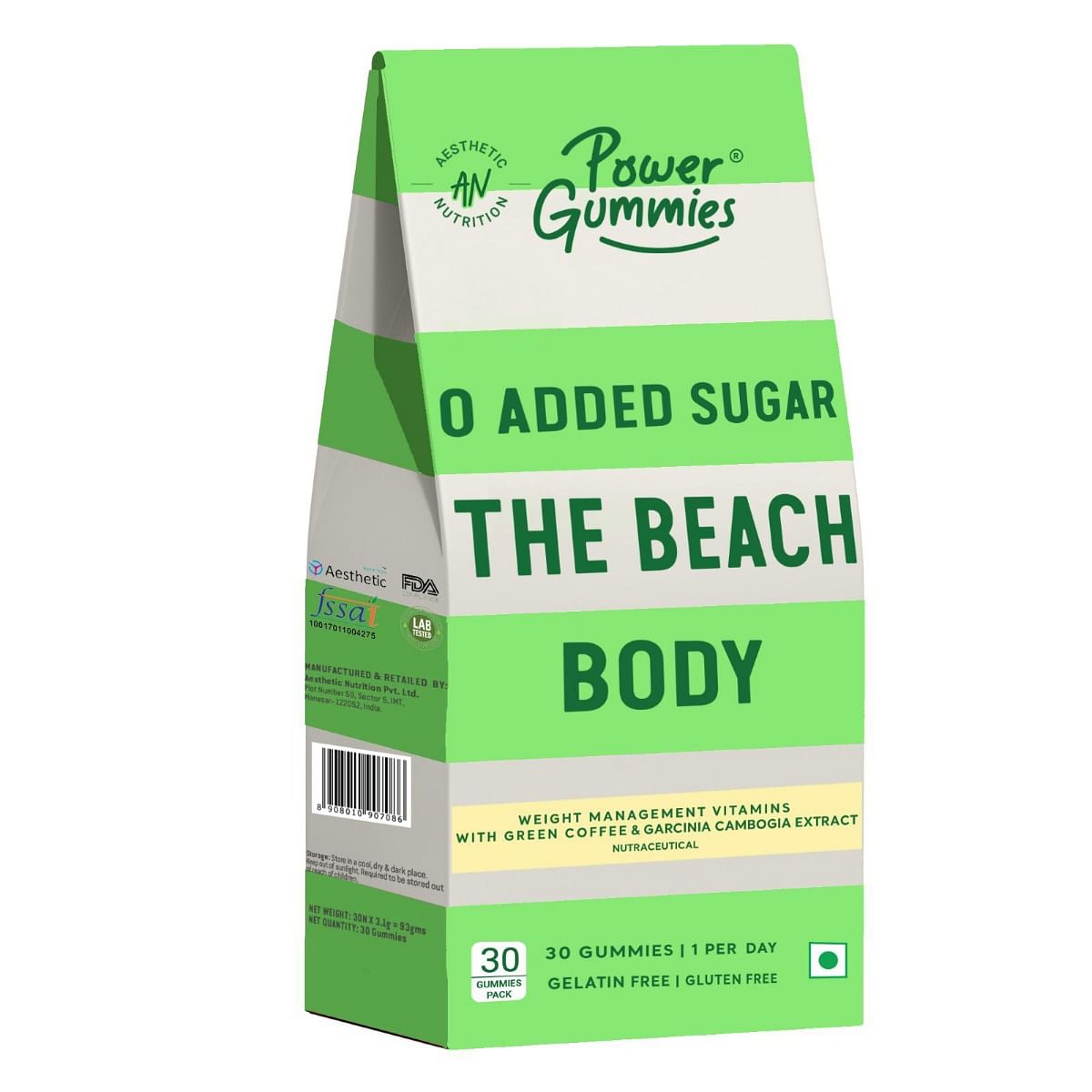 

Power Gummies The Beach Body With Green Coffee, L-Carnitine & Vitamin C- For Men & Women - 30 Gummies Now with 0 Added Sugar