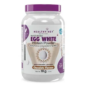 HealthyHey Nutrition 100% Egg White Protein - Instant Mix - 80% Protein - Non GMO & Lactose Free - 1 Kg (Chocolate)