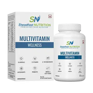 Steadfast Nutrition Multivitamin for Men & Women | Contains 30 Essential Vitamins & Minerals |12 Vitamins, 18 Minerals| Omega 3 Fatty Acids| For Gym, Workout & Athletics | 60 Soft Gelatin Capsules