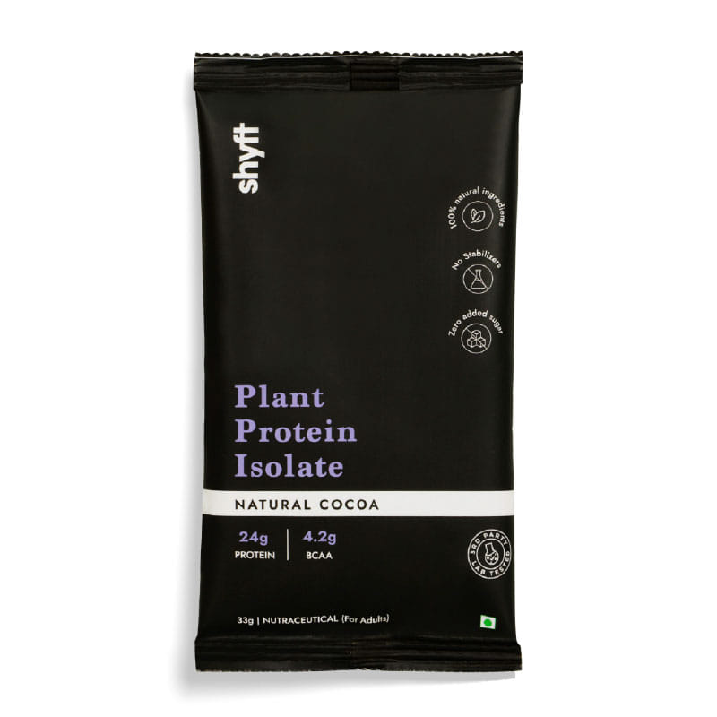 Shyft Plant Protein Isolate Travel Pack | Natural Cocoa (33g x 7 Sachets, Total 231g) | Pea & Rice Protein | 24g Protein | 4.2g BCAA | Easy to Digest | 5 Clean Ingredients | No Chemicals-picture-14