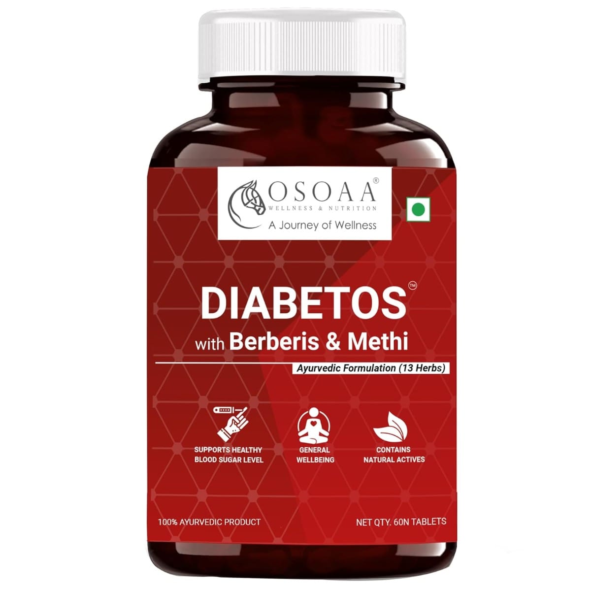 

OSOAA Herbal Blood Sugar Support Tablets with Karela Jamun Gurmar Methi Neem Botanical Blend Daily Wellness Support Supplement 60 Veg Tablets