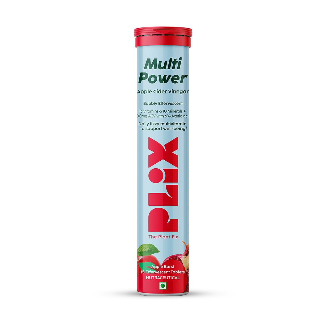 

PLIX Multi Power Multivitamin + Apple Cider Vinegar 15 Fizzy Effervescent Tablets, Pack of 1 (Apple Burst) with 13 Vitamins and 10 Minerals|100% Ve...